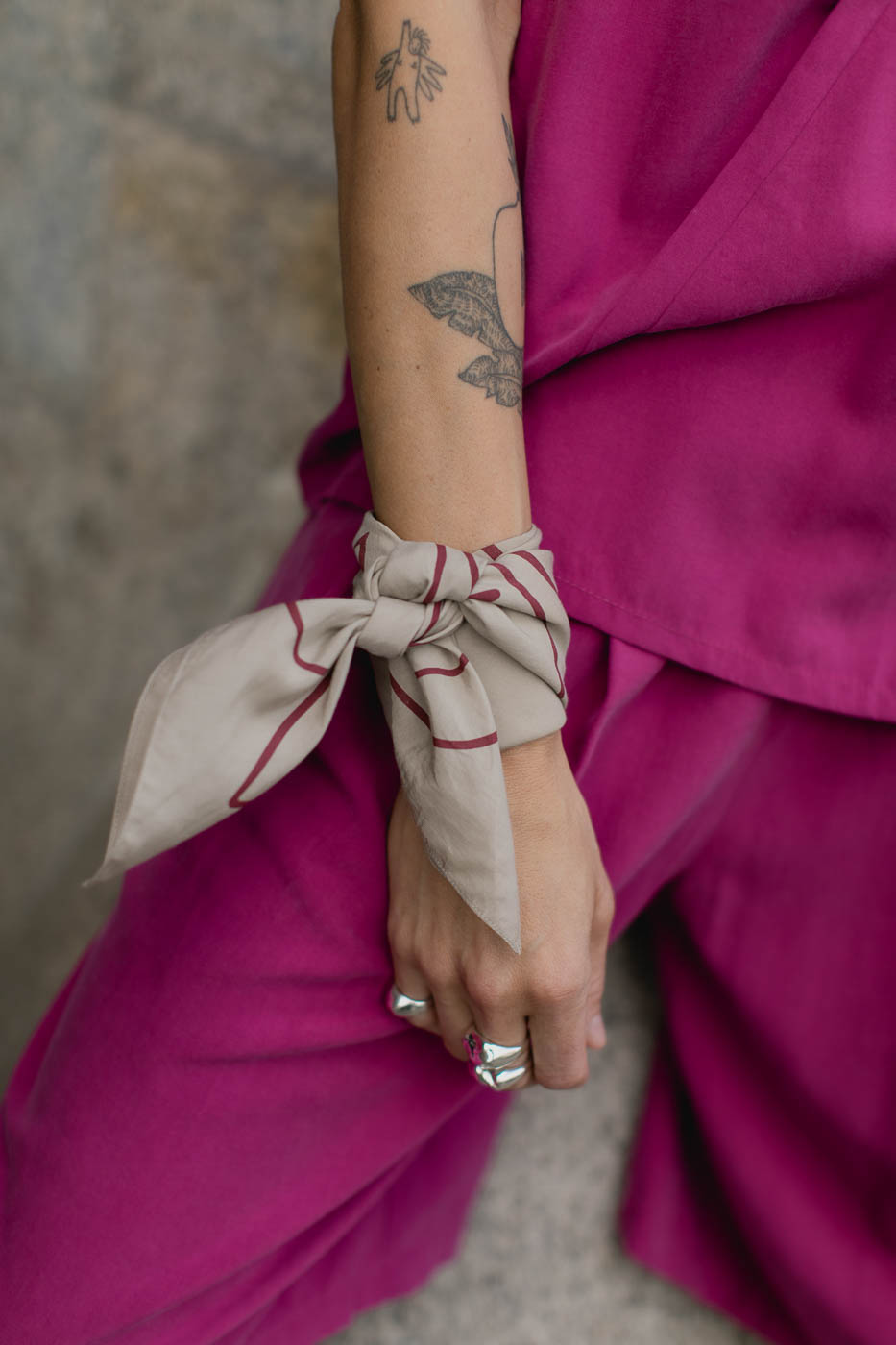 VASES SCARF /beige viscose+cotton/