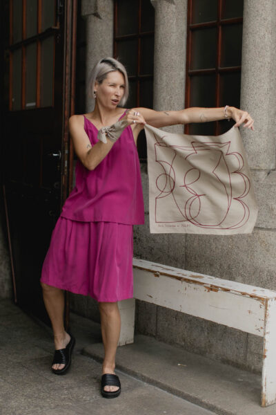 VASES SCARF /beige viscose+cotton/