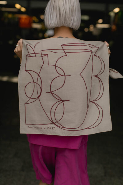 VASES SCARF /beige viscose+cotton/