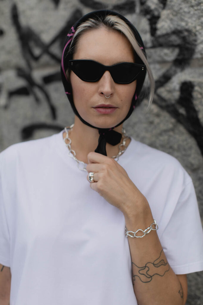 VASES SCARF /black viscose+cotton/