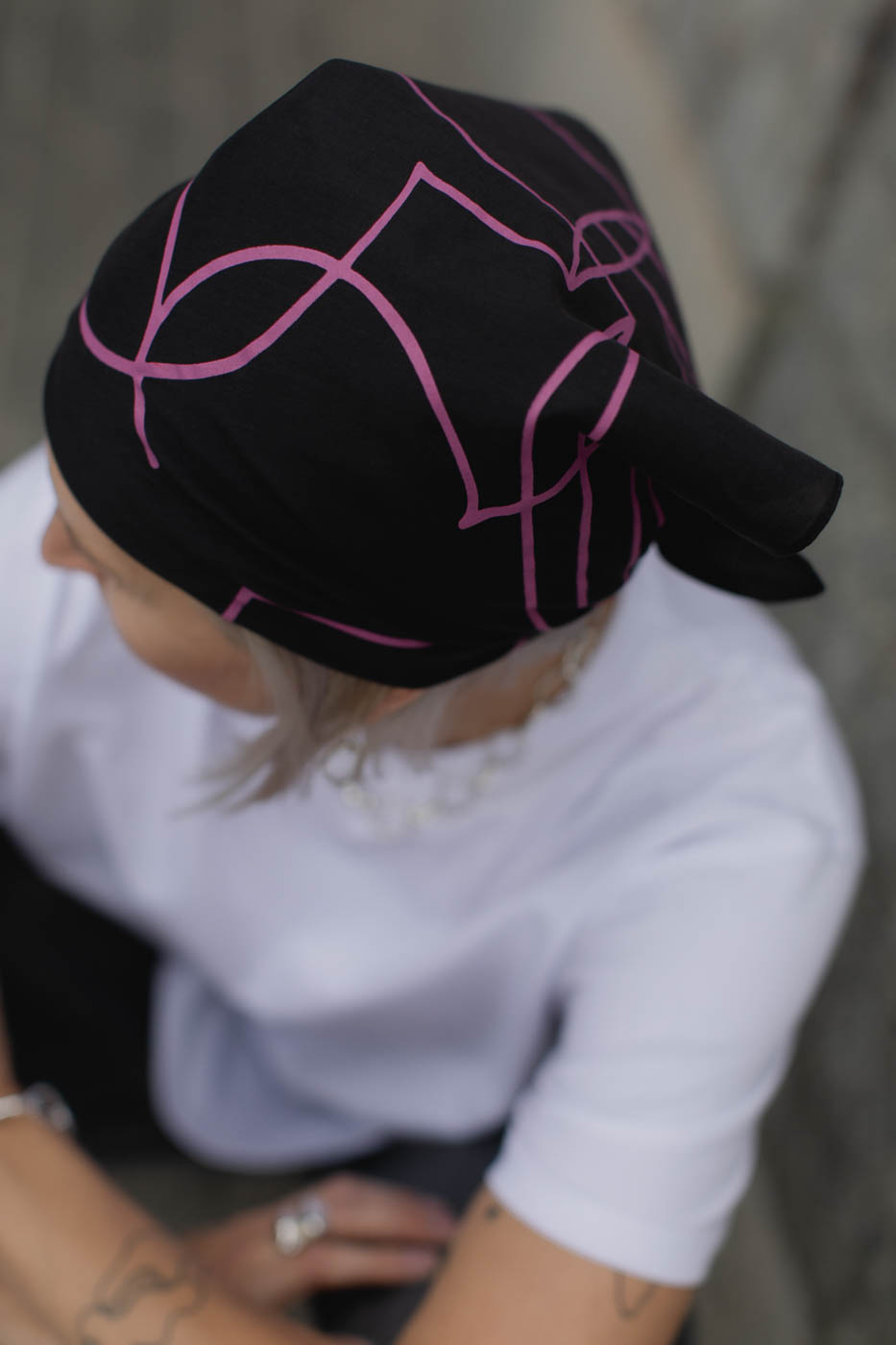 VASES SCARF /black viscose+cotton/