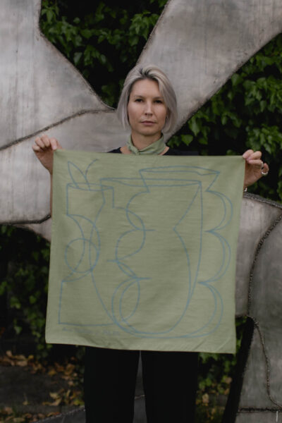 VASES SCARF /green viscose+cotton/