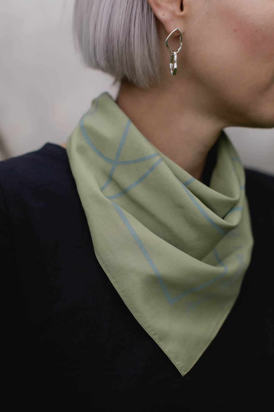 VASES SCARF /green viscose+cotton/