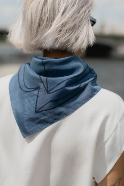 VASES SCARF /navy viscose+cotton/