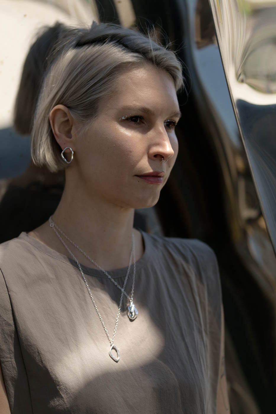 PEARL silver empty earrings