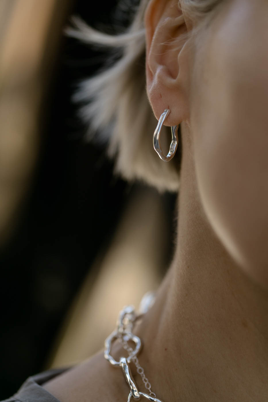 PEARL silver hoop earrings