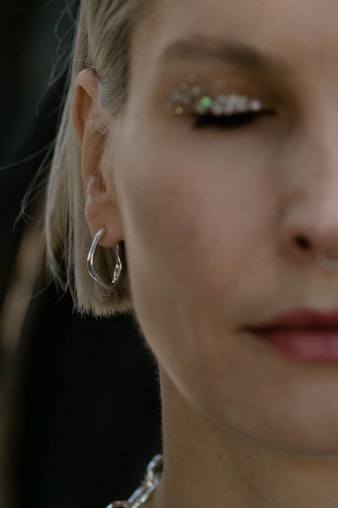 PEARL silver hoop earrings