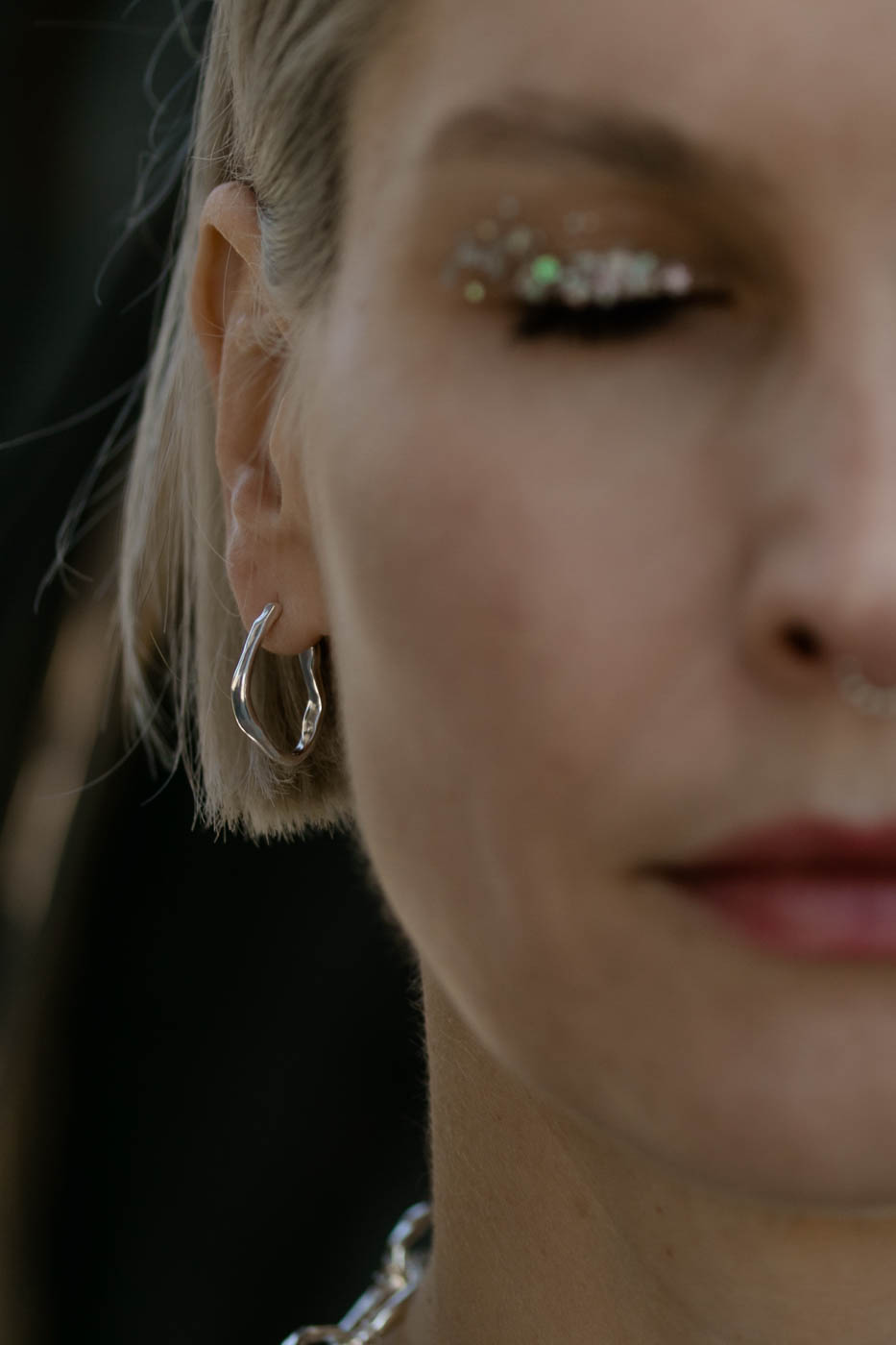 PEARL silver hoop earrings