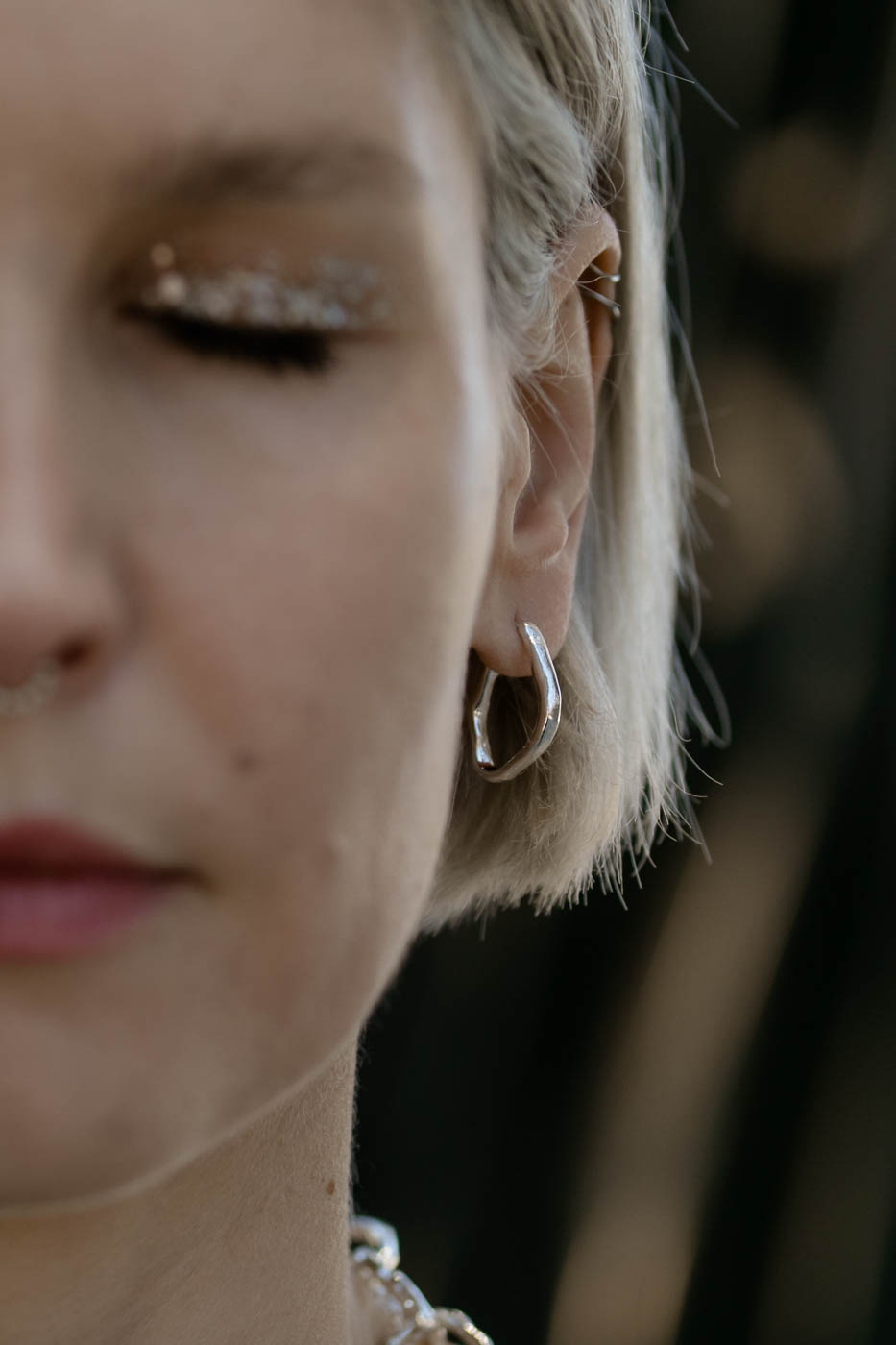 PEARL silver hoop earrings