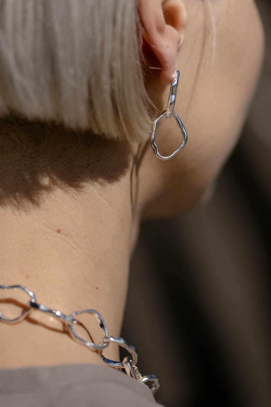 PEARL silver double earrings