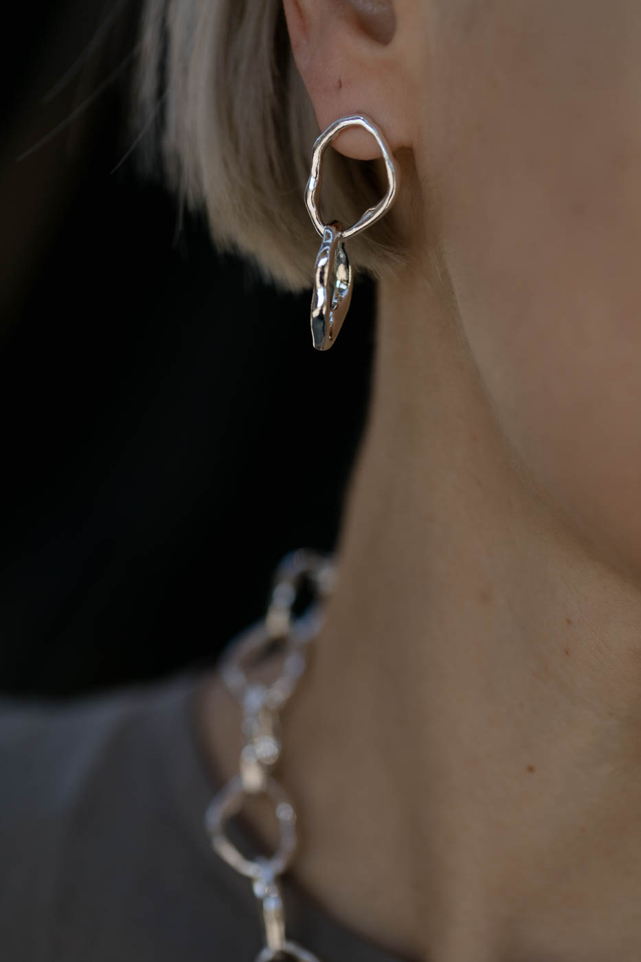 PEARL silver double earrings