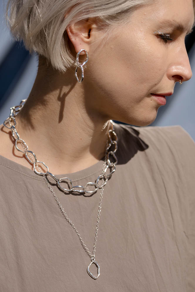 PEARL silver double earrings