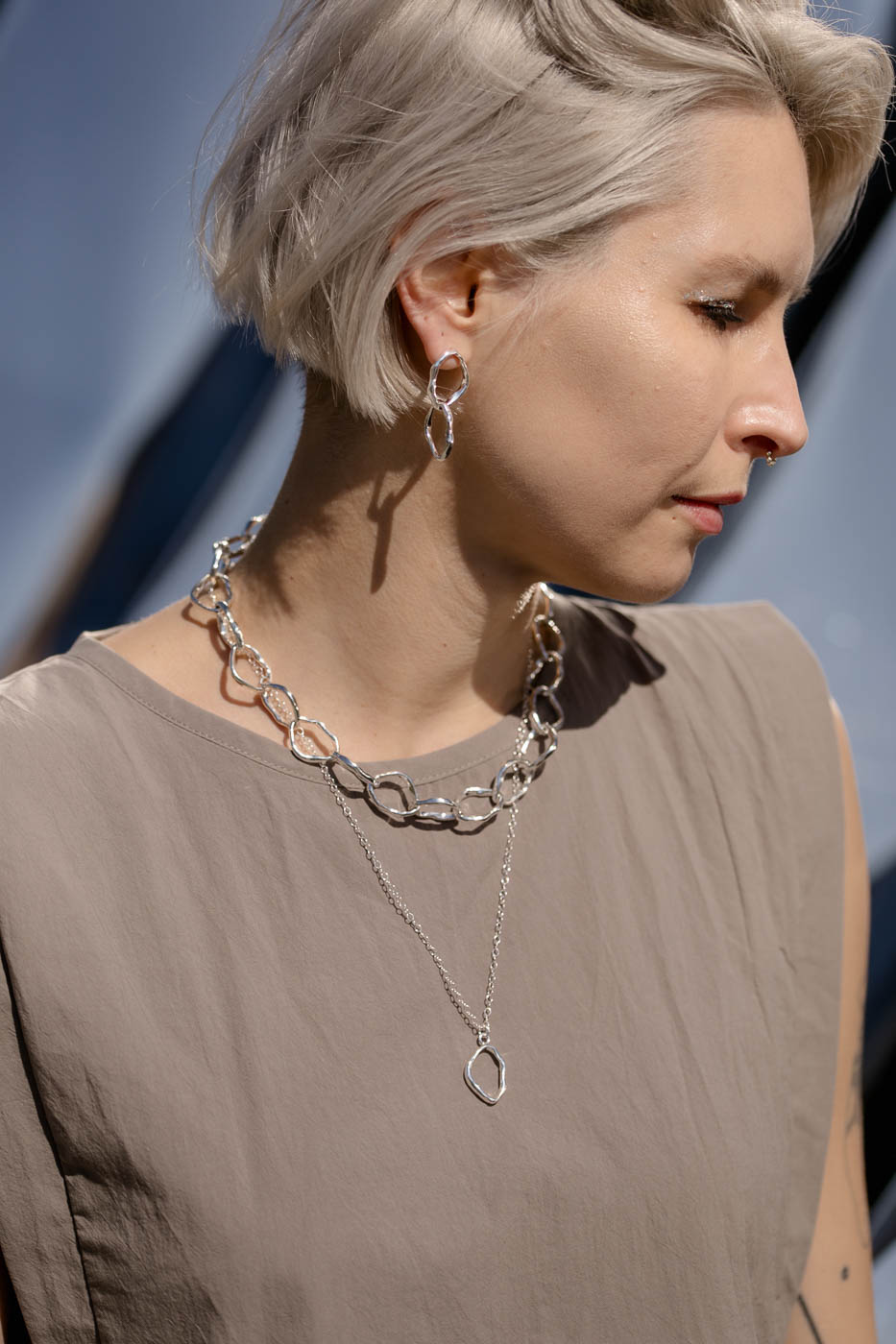 PEARL silver empty necklace