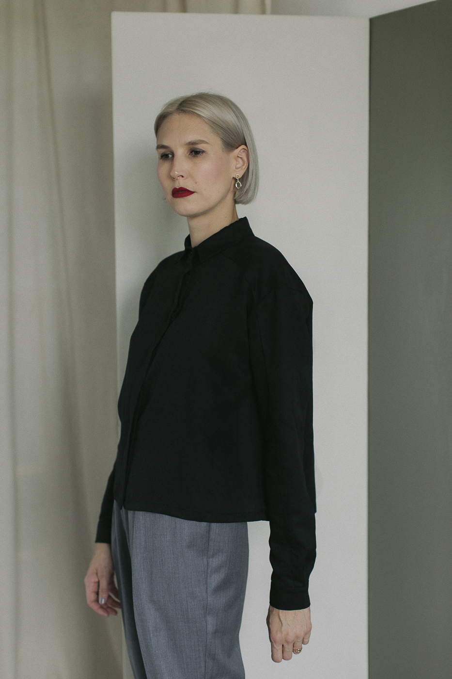 ARCHIE /black viscose+linen/