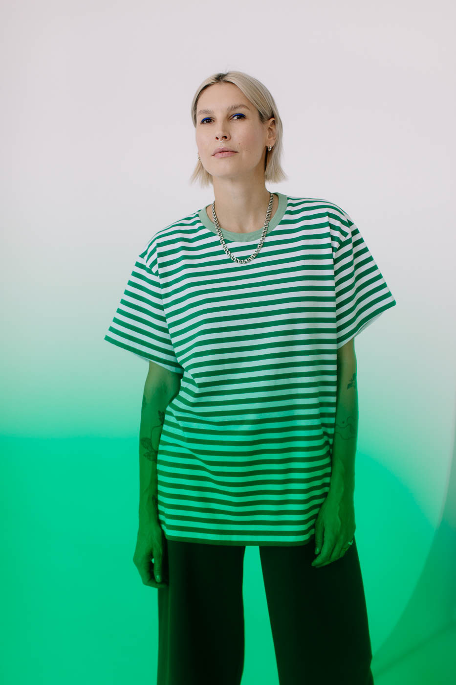 BOUYA /green striped cotton/