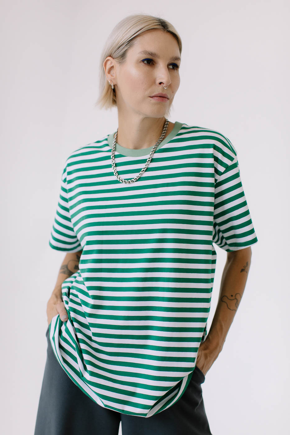 BOUYA /green striped cotton/