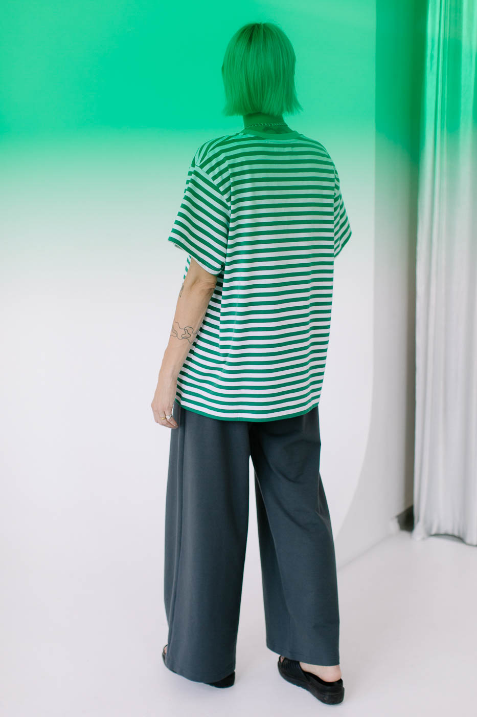 BOUYA /green striped cotton/