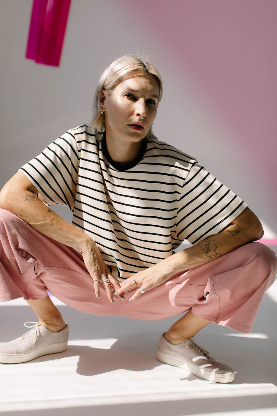 BOUYA /beige striped cotton/