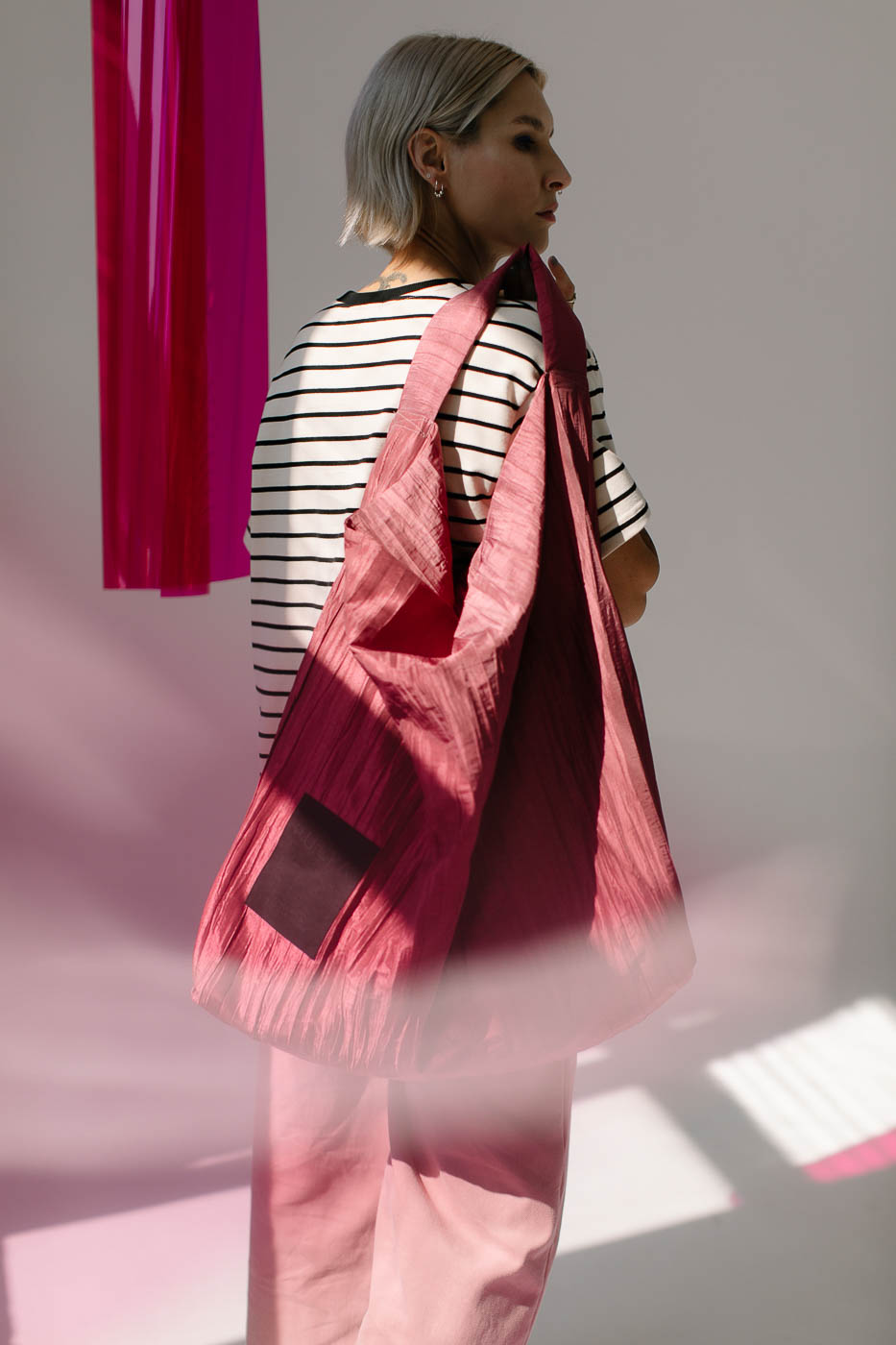 BAG /metallic pink taffeta/