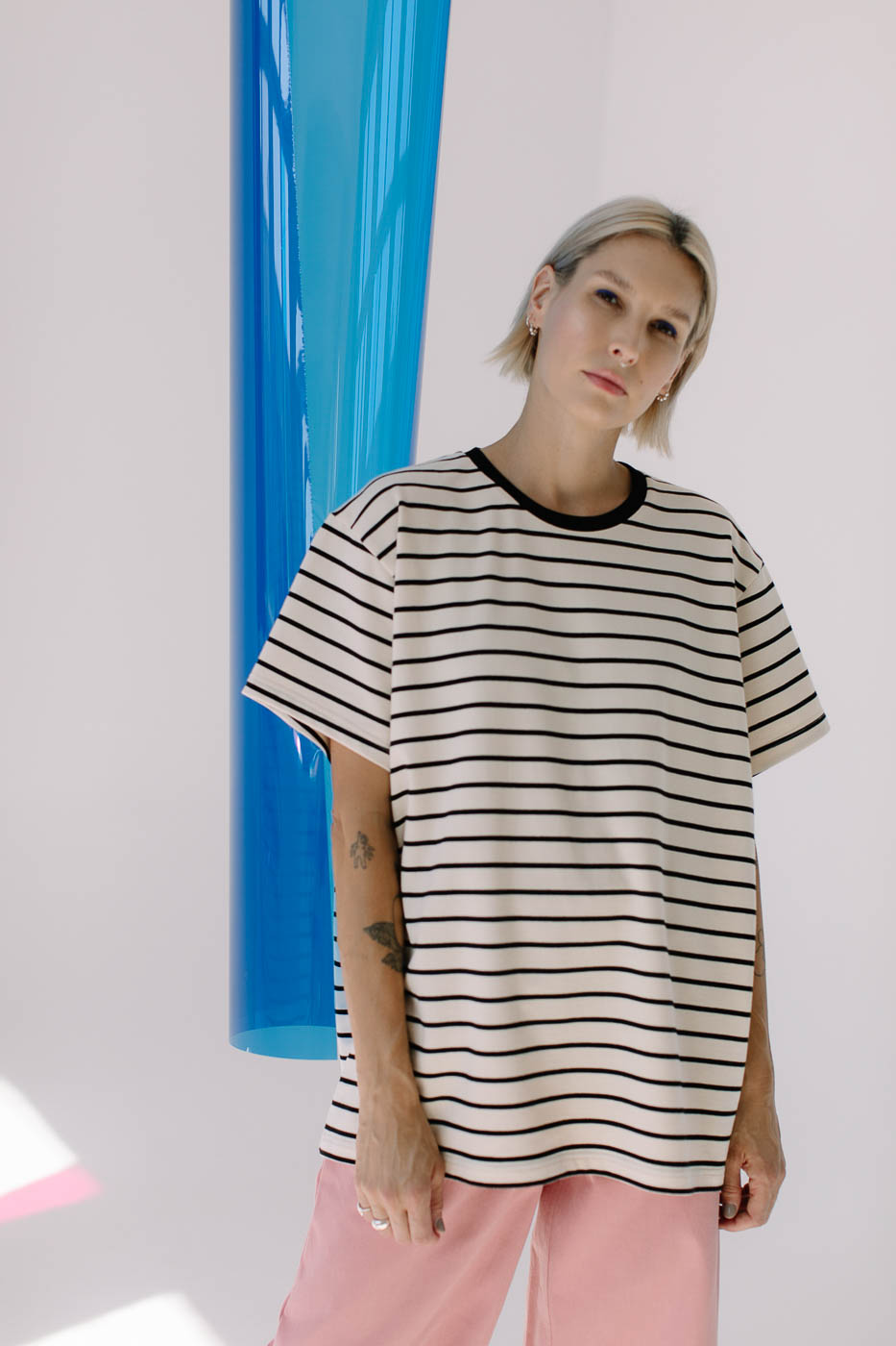 BOUYA /beige striped cotton/