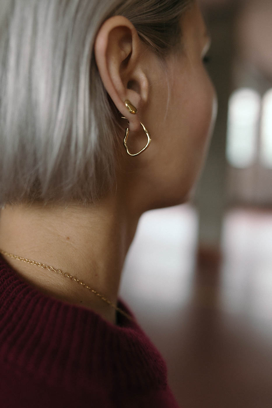 PEARL golden hoop earrings