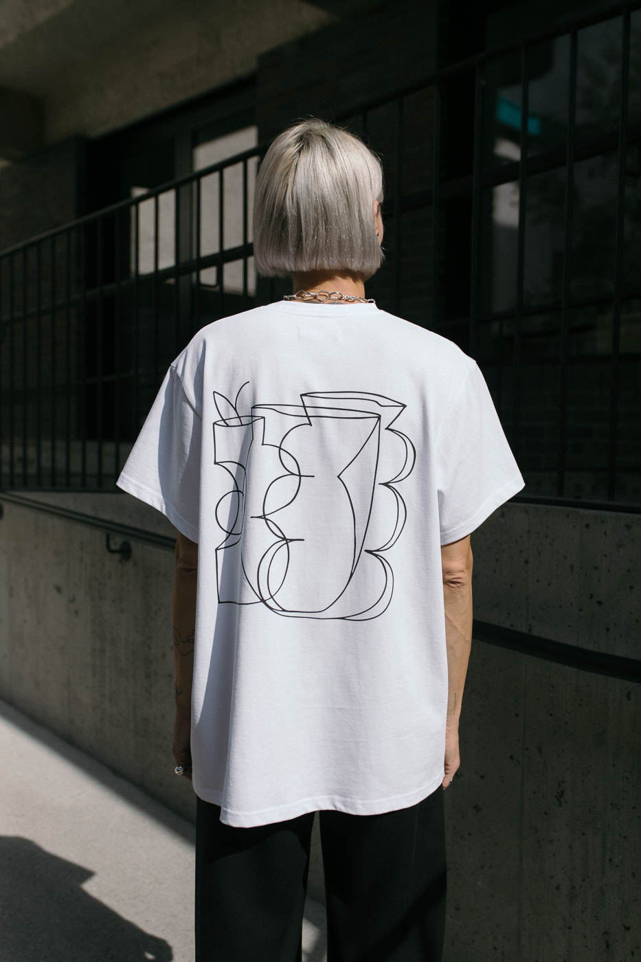 VASES /black on white cotton/