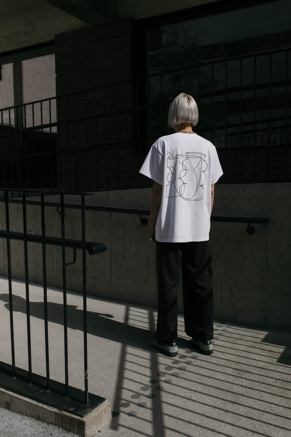 VASES /black on white cotton/