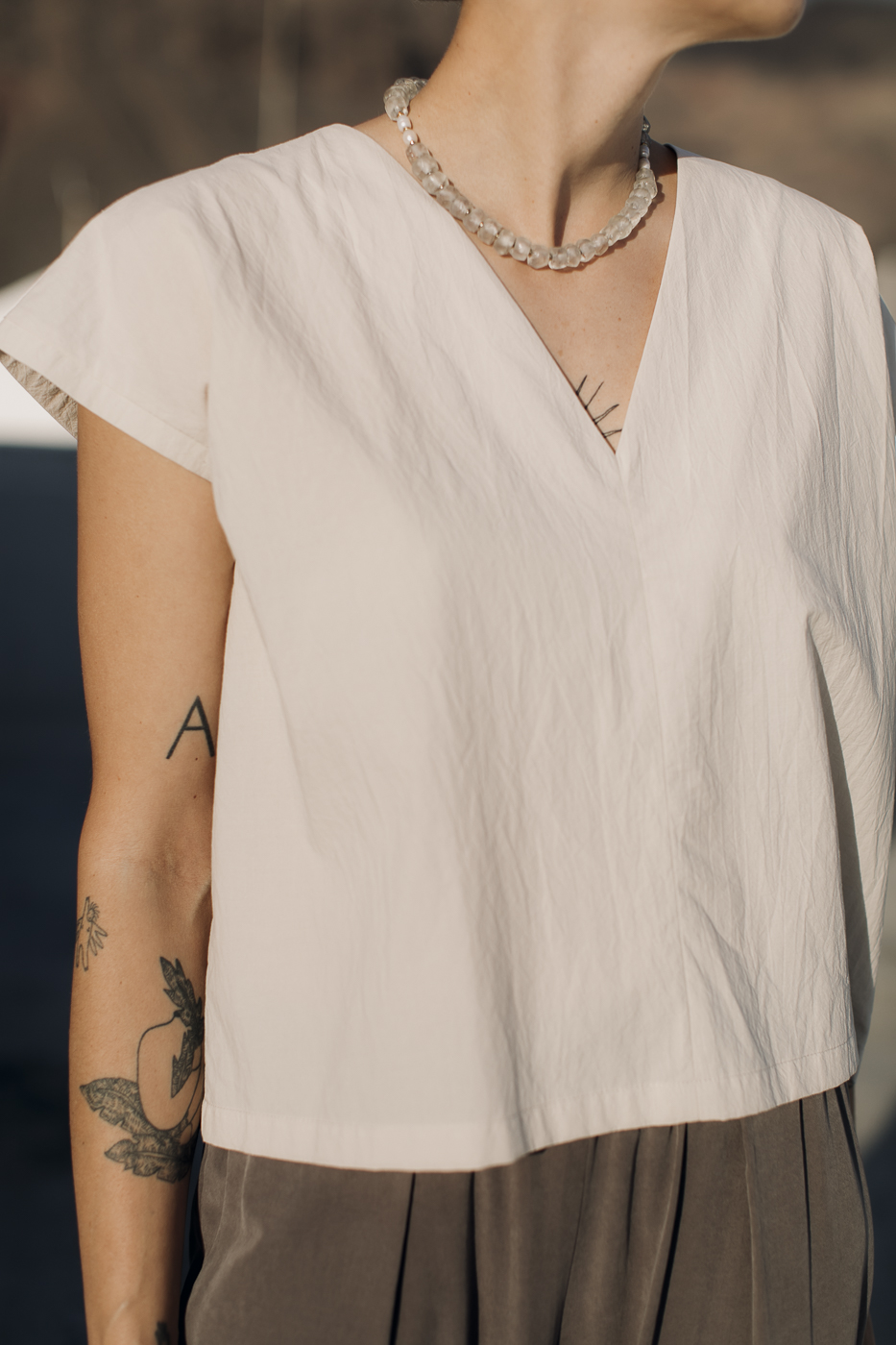 VU top /sand cotton poplin/