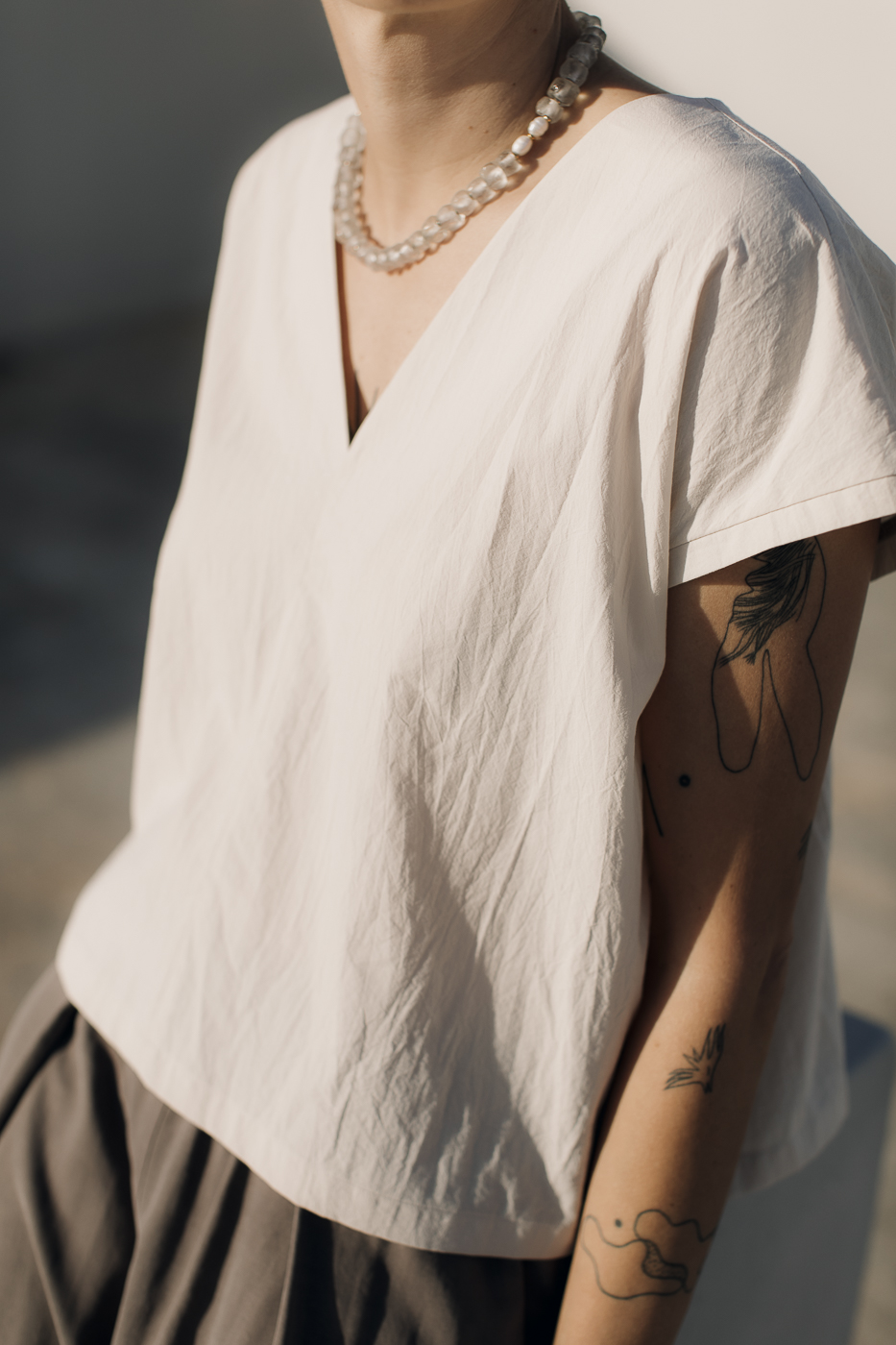 VU top /sand cotton poplin/