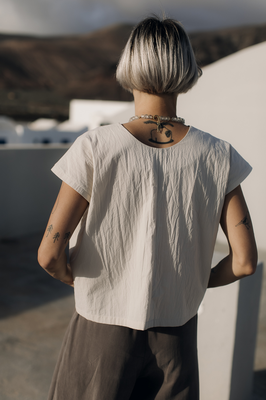 VU top /sand cotton poplin/