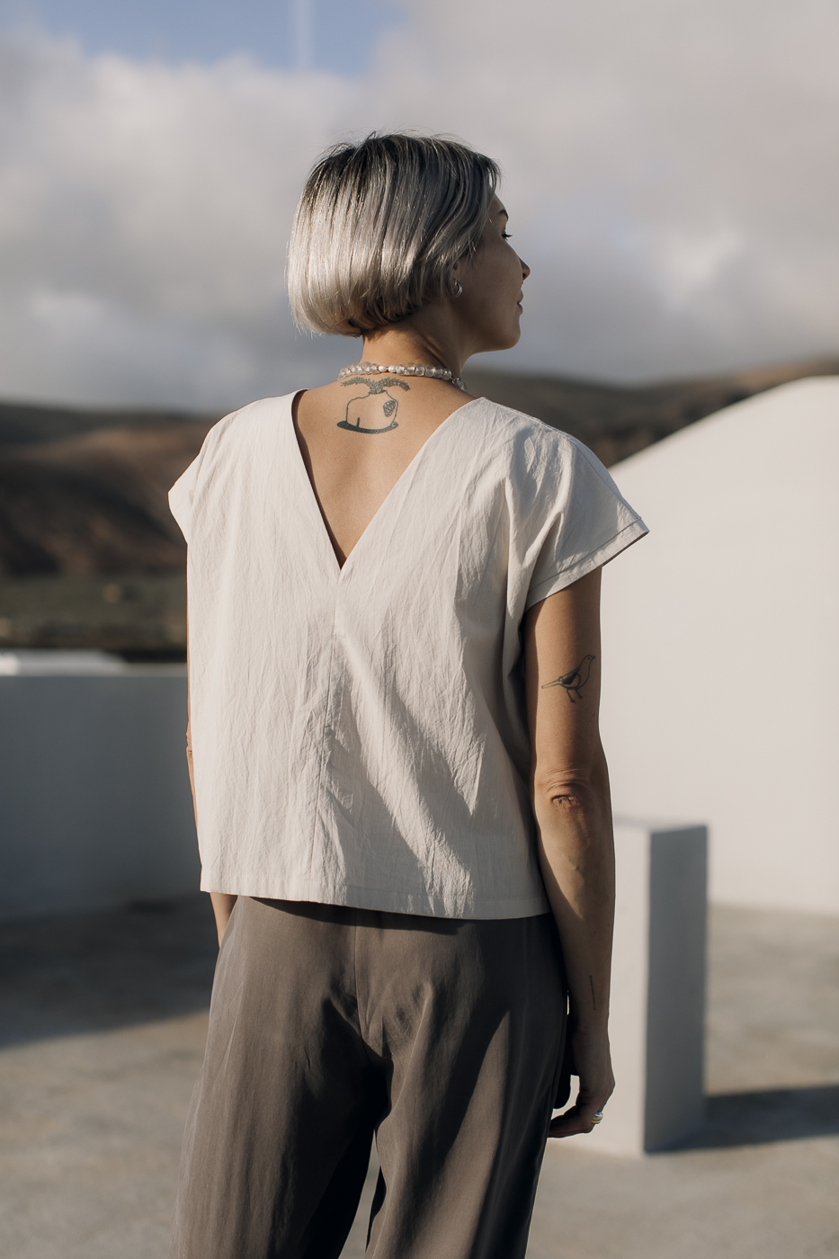 VU top /sand cotton poplin/