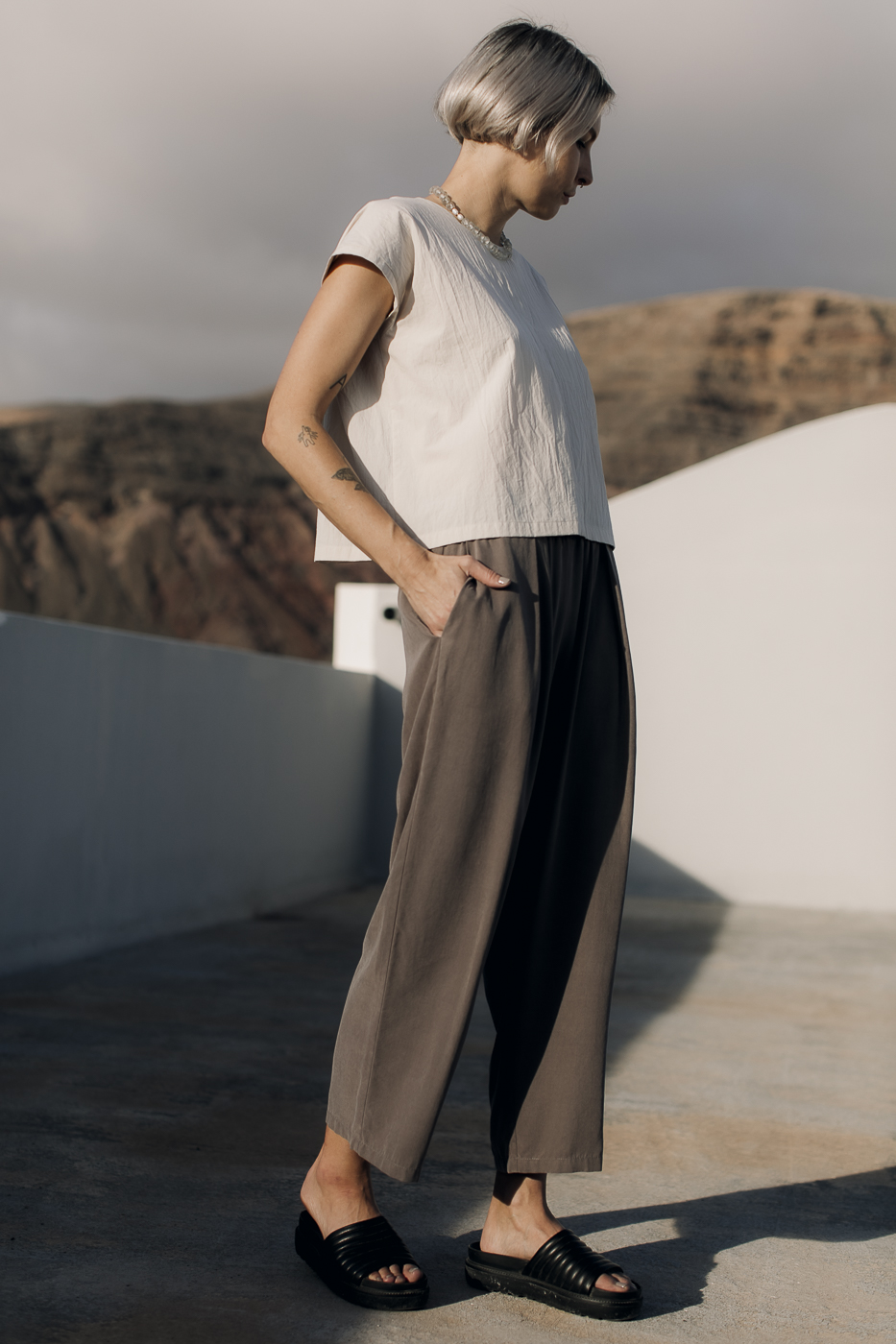 VU top /sand cotton poplin/