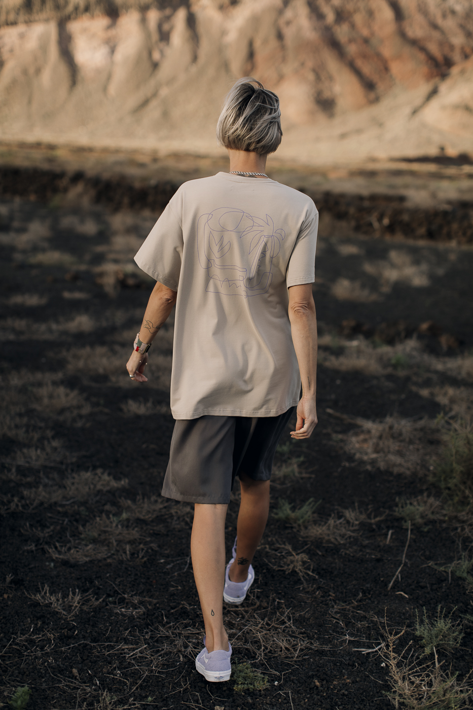 LaPlaya /lilac on beige cotton/