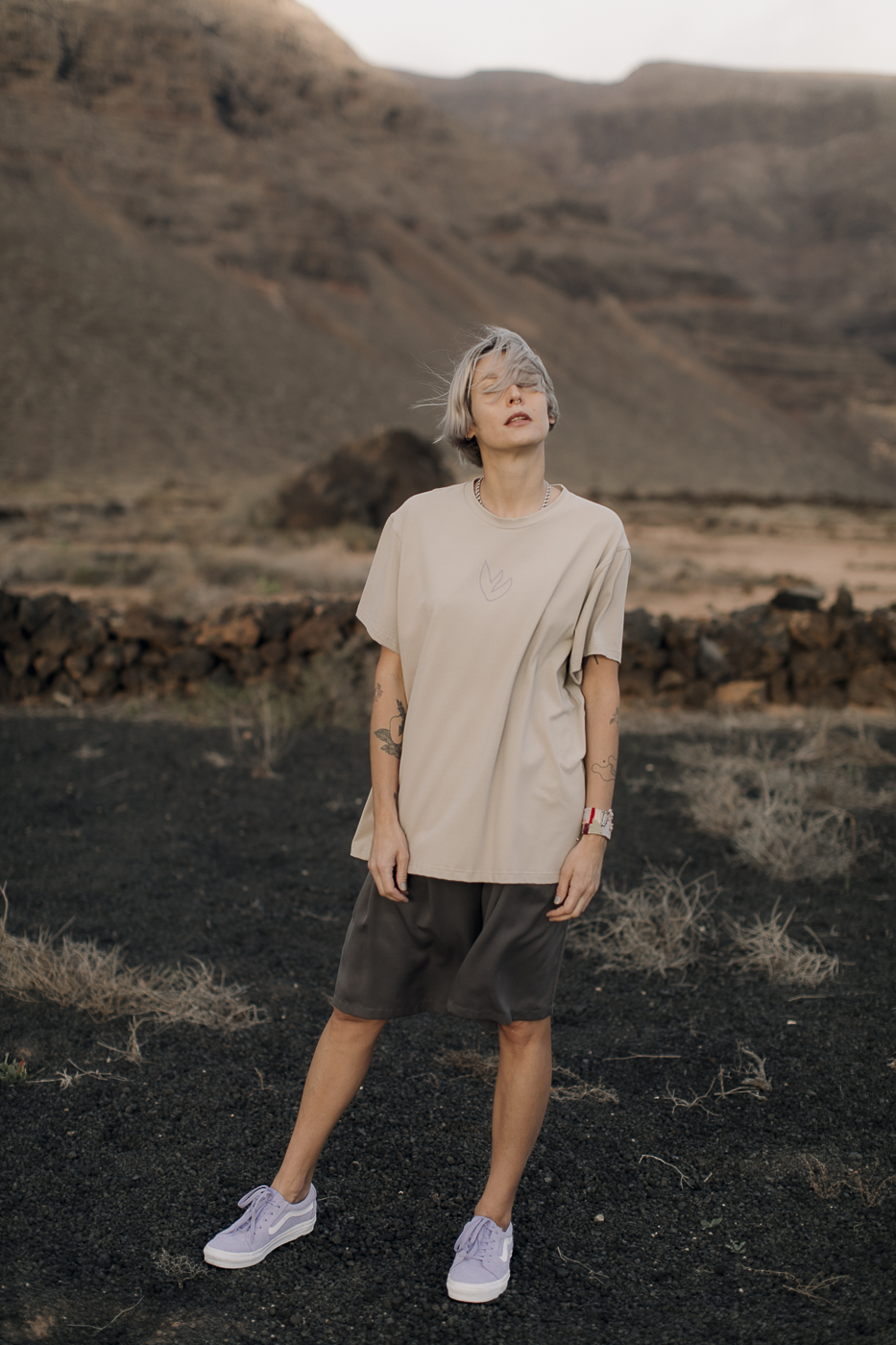 LaPlaya /lilac on beige cotton/