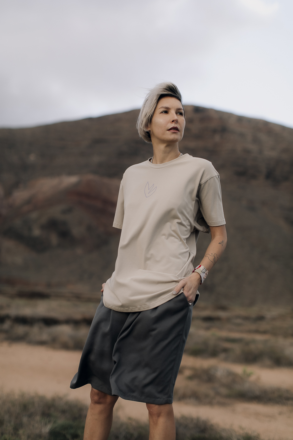 LaPlaya /lilac on beige cotton/