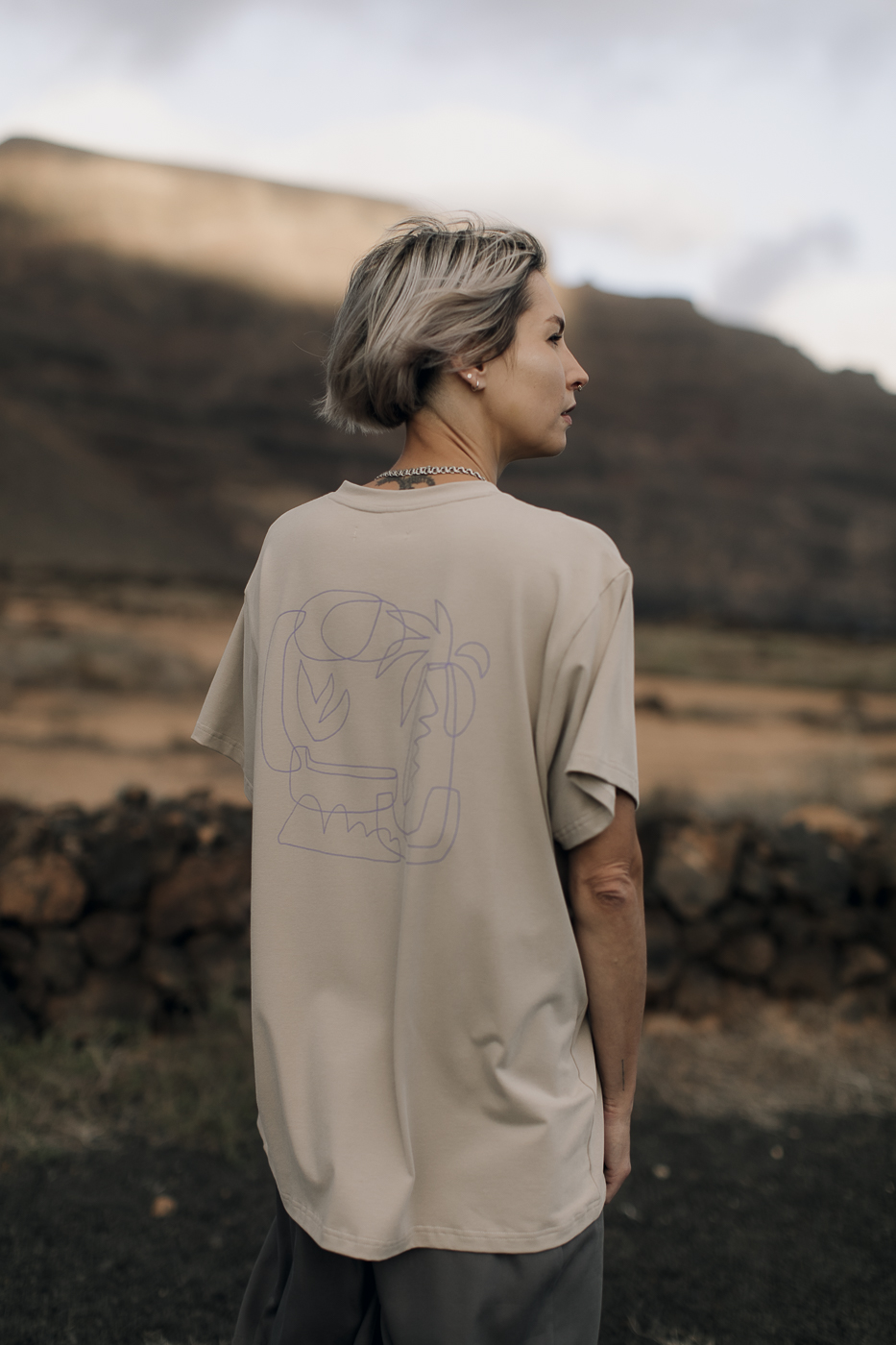 LaPlaya /lilac on beige cotton/