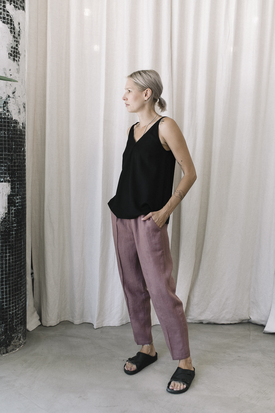 OFFICE /blueberry pink linen/