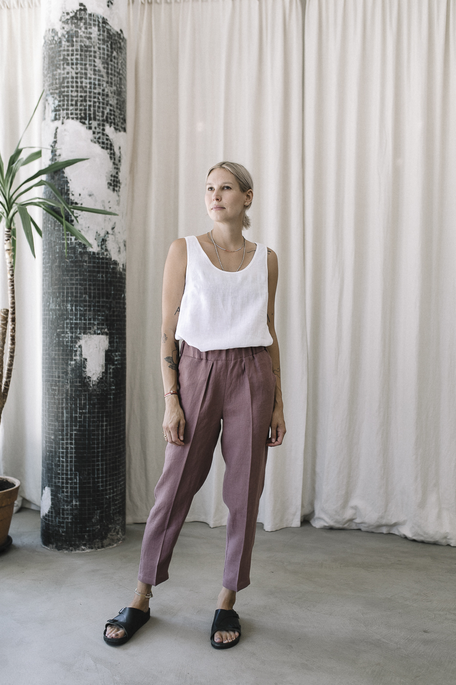 TWO/NIGHT /blueberry pink linen/