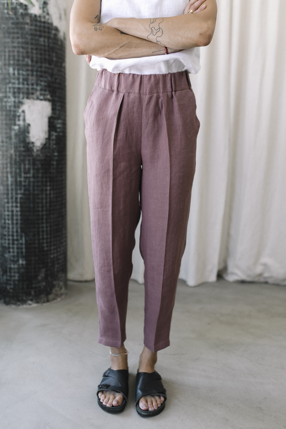 TWO/NIGHT /blueberry pink linen/