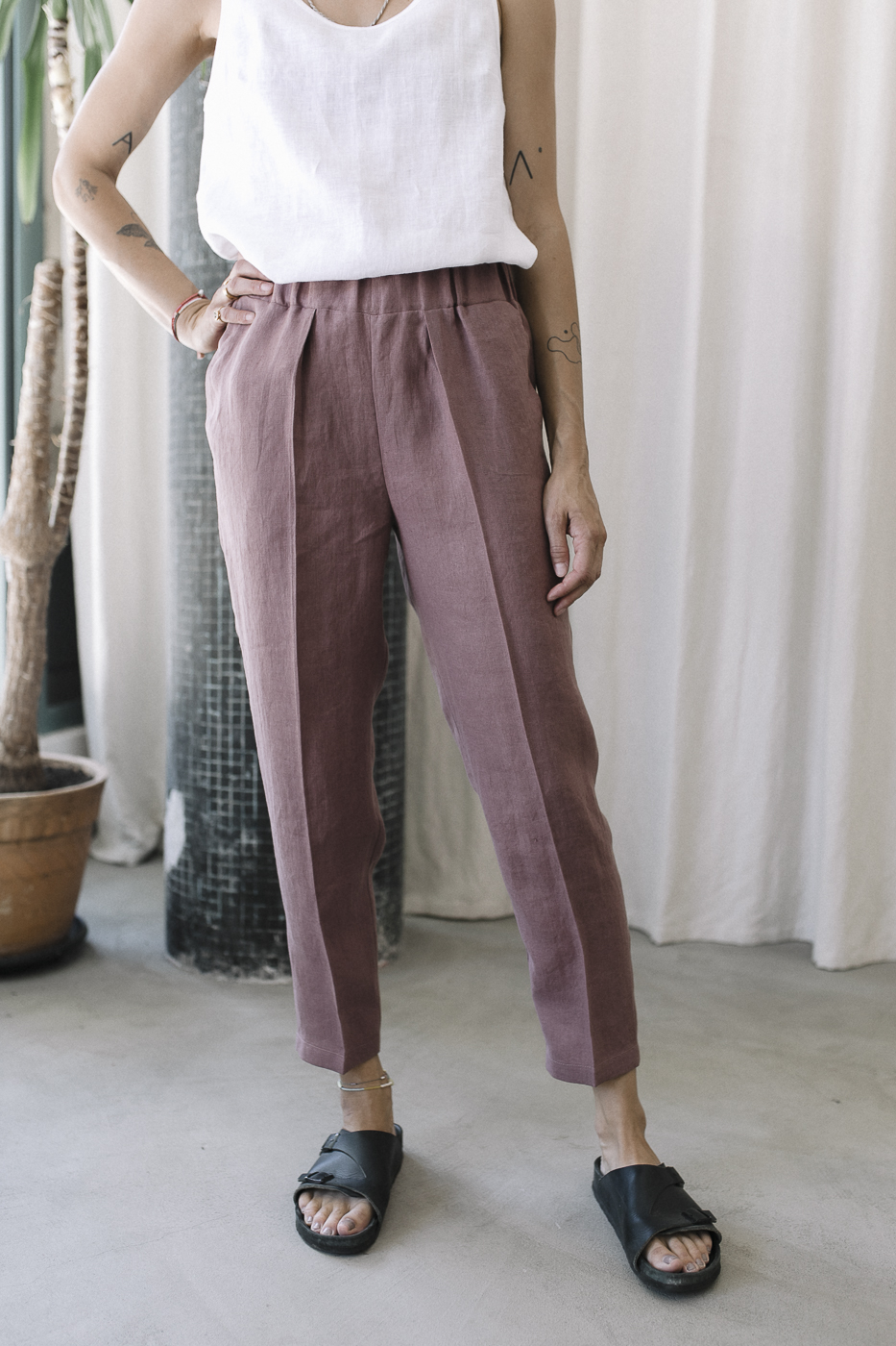 TWO/NIGHT /blueberry pink linen/
