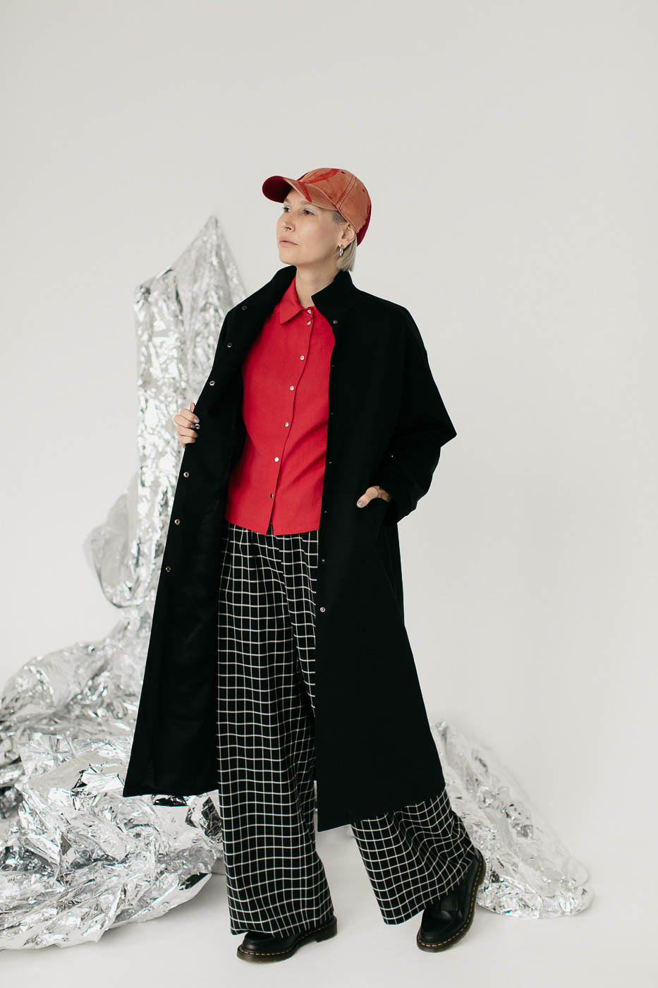 FIKA /black grid wool/