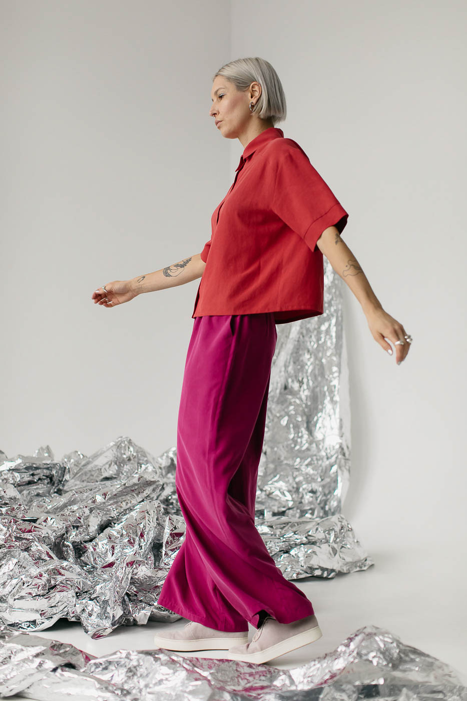 GOYA /coral red lyocell+linen/