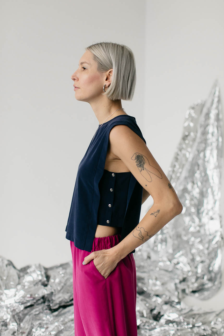 ORIGAMI /navy rayon/