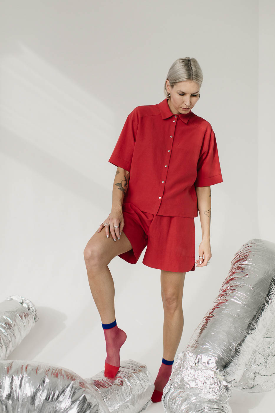 HI ROMA /coral red lyocell+linen/