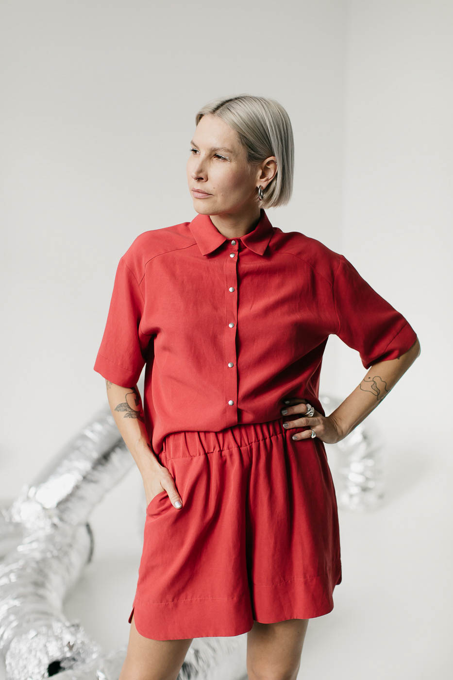 HI ROMA /coral red lyocell+linen/