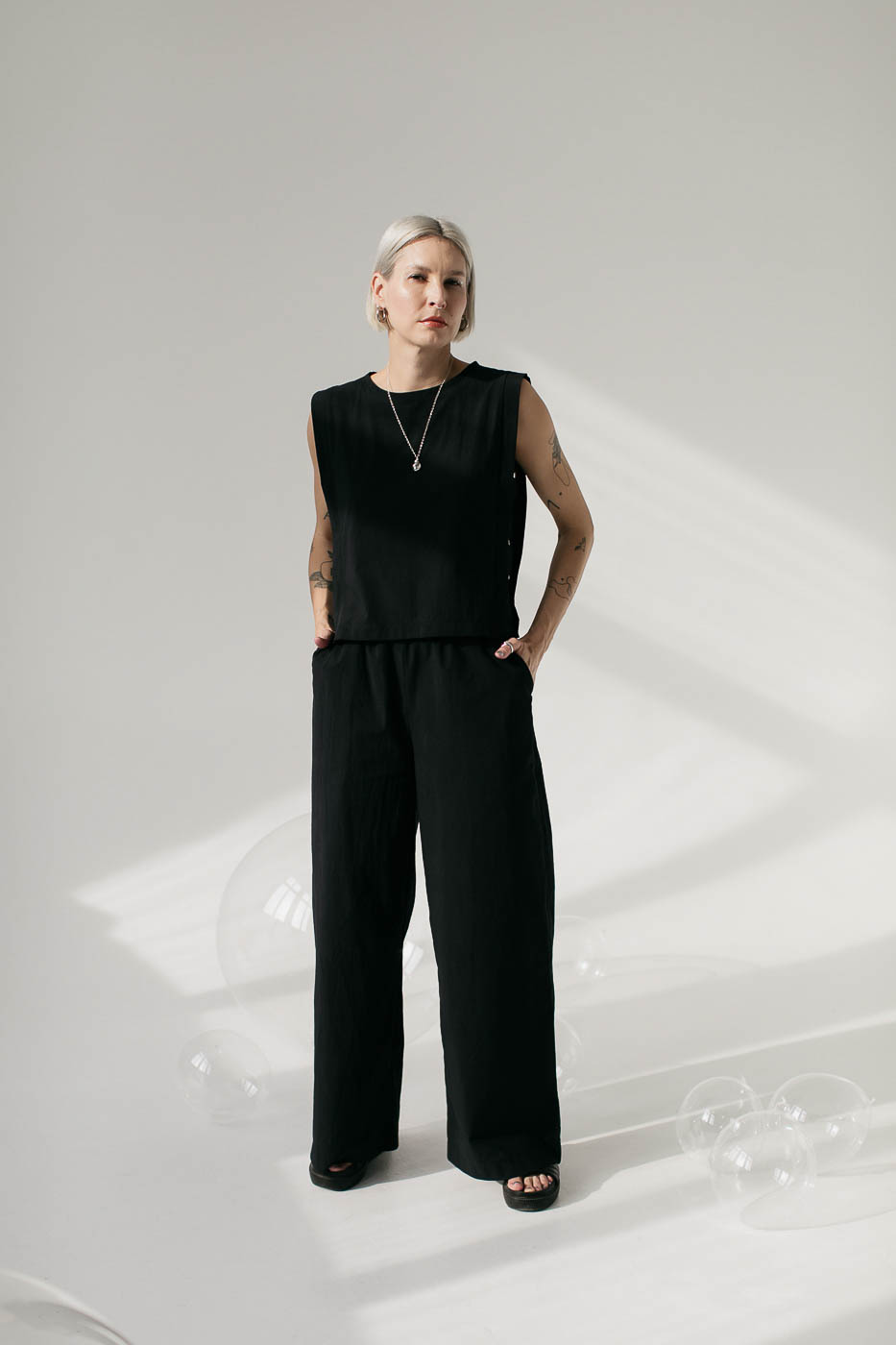 ORIGAMI /black cotton poplin/