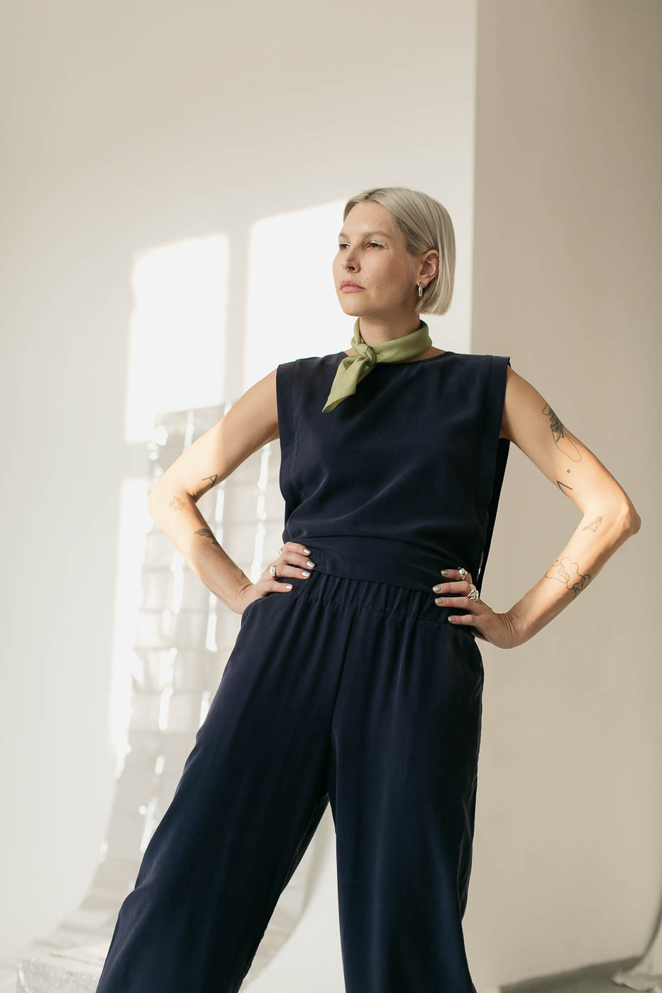 ORIGAMI /navy rayon/