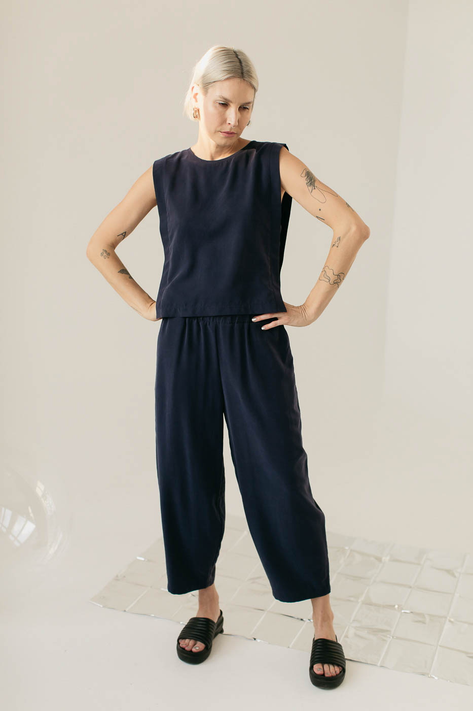 ORIGAMI /navy rayon/