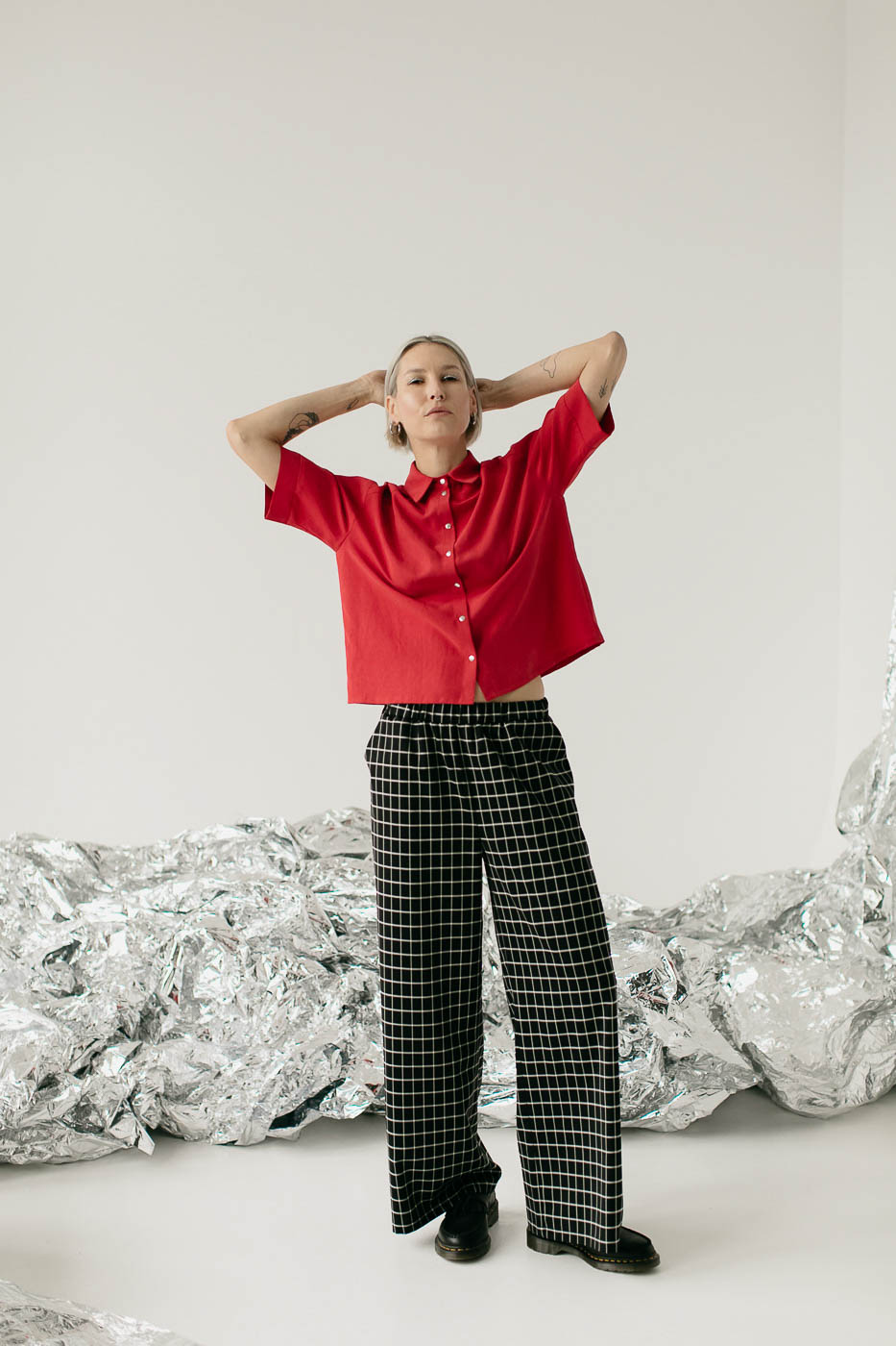 FIKA /black grid wool/