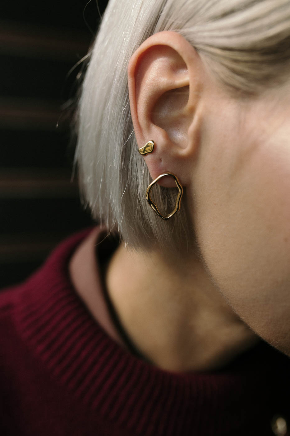 PEARL golden empty earrings